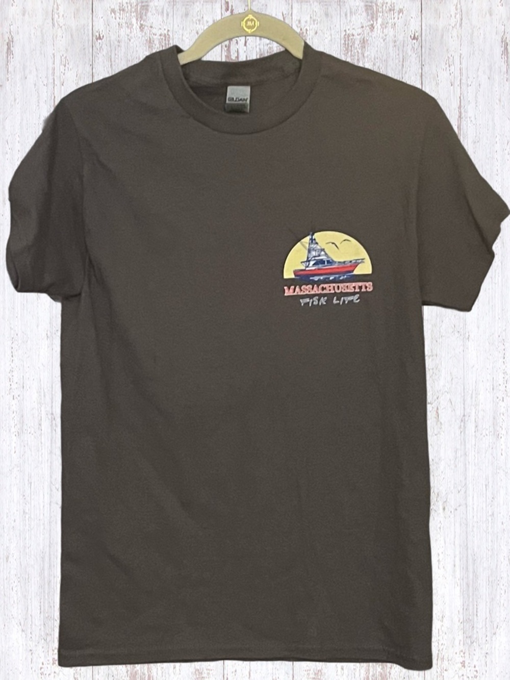 Gildan Men's Small Cotton T-Shirts Massachusetts Set of 2 - Picture 2 of 9